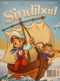 the cover of sinbad magazine with a boy and a monkey in a boat